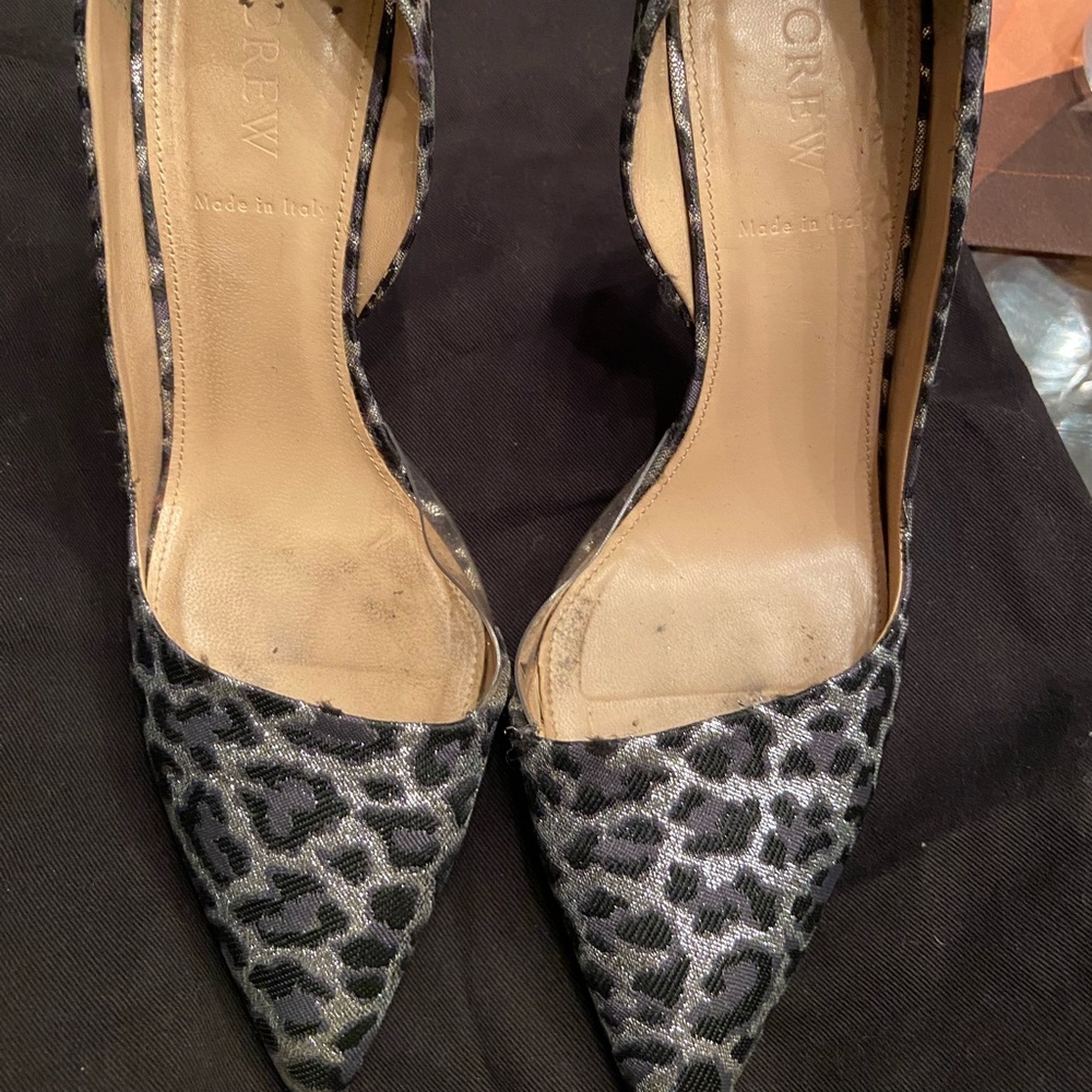 Gorg Jcrew black/silver cheetah print dorsay pump sz7